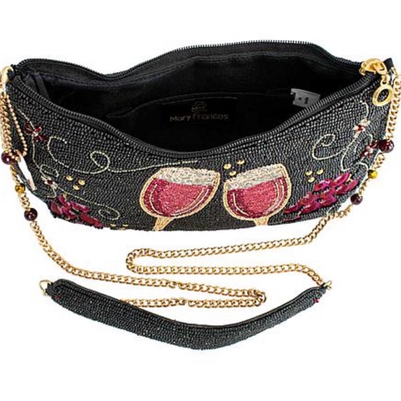 Mary Frances Black Hand-Beaded Clutch with Wine Glass Design - Picture 5 of 6